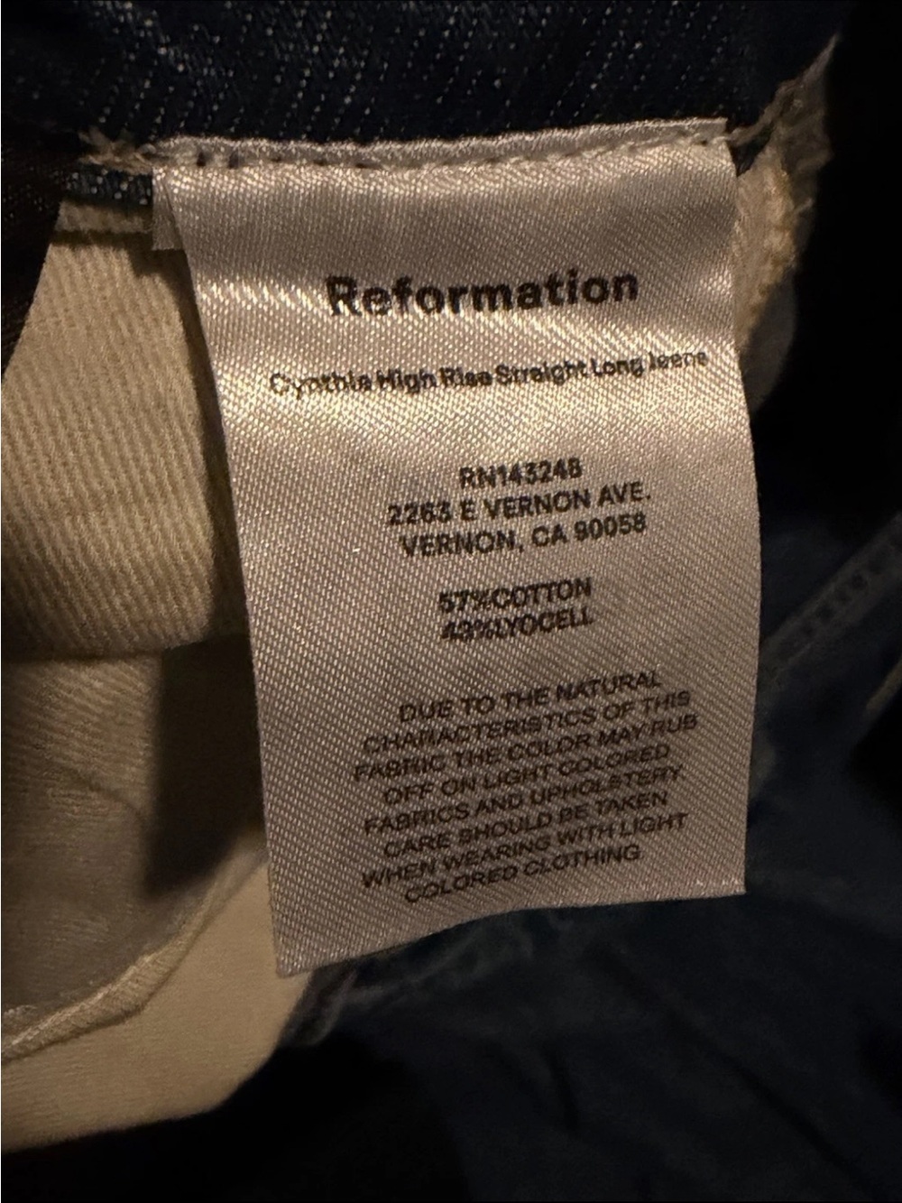 🌸SALE🌸 Reformation Cynthia High Rise Straight Leg Jeans LONG 31x32 - Picture 5 of 6